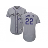 Men Colorado Rockies #22 Chris Iannetta Grey Flexbase Authentic Collection Stitched MLB Jersey