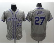 Men Colorado Rockies #27 Story Majestic Gray Authentic Collection Flexbase Jersey