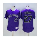 Men Colorado Rockies #27 Story Majestic Purple Flexbase Authentic Collection Player Jersey