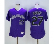 Men Colorado Rockies #27 Story Majestic Purple Flexbase Authentic Collection Player Jersey