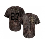 Men Colorado Rockies #27 Trevor Story Camo Realtree Collection Cool Base Stitched MLB Jersey