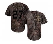 Men Colorado Rockies #27 Trevor Story Camo Realtree Collection Cool Base Stitched MLB Jersey