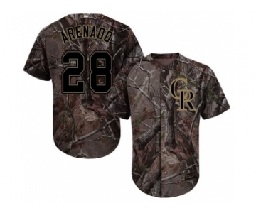 Men Colorado Rockies #28 Nolan Arenado Camo Realtree Collection Cool Base Stitched MLB Jersey