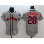 Men Colorado Rockies #28 Nolan Arenado Gray Stars & Stripes 2016 Independence Day Flex Base Jersey