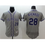 Men Colorado Rockies #28 Nolan Arenado Majestic Grey Flexbase Authentic Collection Player Jersey