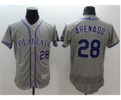 Men Colorado Rockies #28 Nolan Arenado Majestic Grey Flexbase Authentic Collection Player Jersey