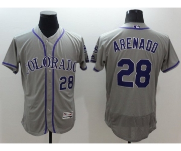 Men Colorado Rockies #28 Nolan Arenado Majestic Grey Flexbase Authentic Collection Player Jersey