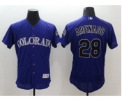 Men Colorado Rockies #28 Nolan Arenado Majestic Purple Flexbase Authentic Collection Player Jersey