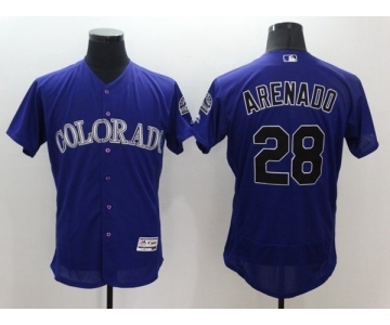 Men Colorado Rockies #28 Nolan Arenado Majestic Purple Flexbase Authentic Collection Player Jersey