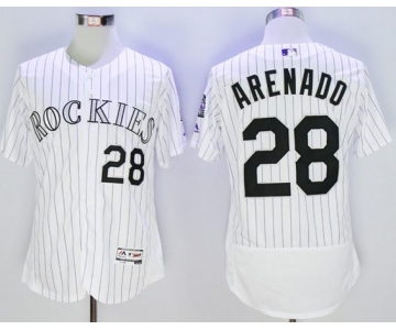 Men Colorado Rockies #28 Nolan Arenado Majestic white Flexbase Authentic Collection Player Jersey