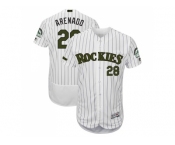 Men Colorado Rockies #28 Nolan Arenado White Strip Flexbase Authentic Collection 2018 Memorial Day Stitched MLB Jersey