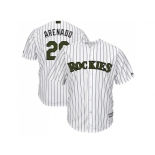 Men Colorado Rockies #28 Nolan Arenado White Strip New Cool Base 2018 Memorial Day Stitched MLB Jersey