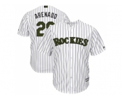 Men Colorado Rockies #28 Nolan Arenado White Strip New Cool Base 2018 Memorial Day Stitched MLB Jersey