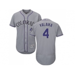 Men Colorado Rockies #4 Pat Valaika Grey Flexbase Authentic Collection Stitched MLB Jersey