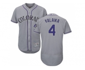 Men Colorado Rockies #4 Pat Valaika Grey Flexbase Authentic Collection Stitched MLB Jersey