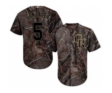 Men Colorado Rockies #5 Carlos Gonzalez Camo Realtree Collection Cool Base Stitched MLB Jersey