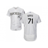 Men Colorado Rockies #71 Wade Davis White Strip Flexbase Authentic Collection Stitched MLB Jersey