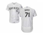 Men Colorado Rockies #71 Wade Davis White Strip Flexbase Authentic Collection Stitched MLB Jersey