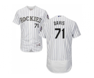 Men Colorado Rockies #71 Wade Davis White Strip Flexbase Authentic Collection Stitched MLB Jersey