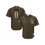 Men Colorado Rockies #8 Gerardo Parra Green Salute to Service Stitched MLB Jersey