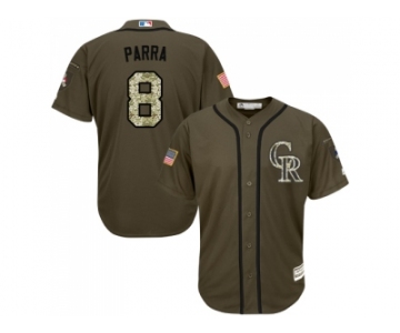 Men Colorado Rockies #8 Gerardo Parra Green Salute to Service Stitched MLB Jersey