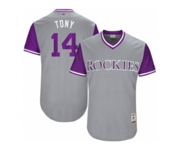 Men's 2017 Little League World Series Rockies #14 Tony Wolters Tony Gray Jersey