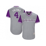 Men's 2017 Little League World Series Rockies #4 Pat Valaika Valaika Gray Jersey