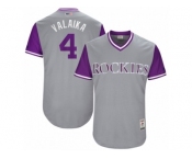 Men's 2017 Little League World Series Rockies #4 Pat Valaika Valaika Gray Jersey