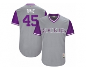 Men's 2017 Little League World Series Rockies #45 Scott Oberg Obie Gray Jersey