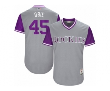 Men's 2017 Little League World Series Rockies #45 Scott Oberg Obie Gray Jersey