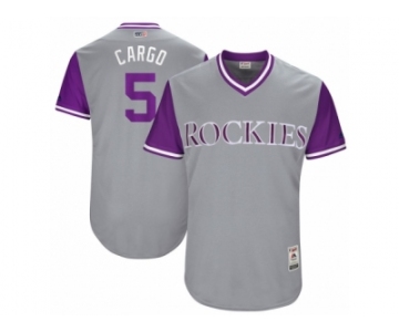 Men's 2017 Little League World Series Rockies Carlos Gonzalez #5 Cargo Gray Jersey