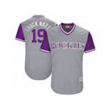 Men's 2017 Little League World Series Rockies Charlie Blackmon #19 Chuck Nazty Gray Jersey