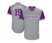 Men's 2017 Little League World Series Rockies Charlie Blackmon #19 Chuck Nazty Gray Jersey