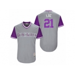 Men's 2017 Little League World Series Rockies Jonathan Lucroy #21 Luc Gray Jersey