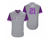 Men's 2017 Little League World Series Rockies Jonathan Lucroy #21 Luc Gray Jersey