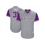 Men's 2017 Little League World Series Rockies Kyle Freeland #31 Free Gray Jersey