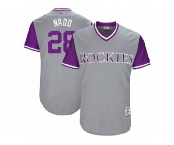 Men's 2017 Little League World Series Rockies Nolan Arenado #28 Nado Gray Jersey