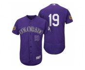 Men's Colorado Rockies #19 Charlie Blackmon 2017 Spring Training Flex Base Authentic Collection Stitched Baseball Jersey