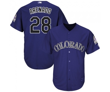 Men's Colorado Rockies #28 Nolan Arenado Replica Purple Alternate  Cool Base Baseball Jersey