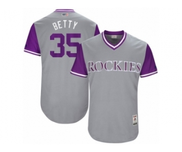 Men's Colorado Rockies Chad Bettis #35 Betty Majestic Gray 2017 Players Weekend Authentic Jersey