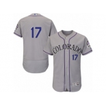 Men's Majestic Colorado Rockies #17 Todd Helton Grey Flexbase Authentic Collection MLB Jersey