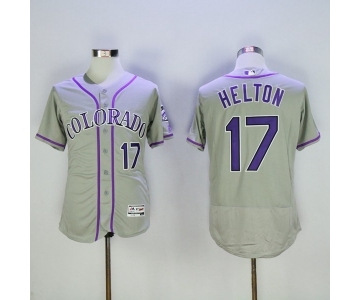 Men's Majestic Colorado Rockies #17 Todd Helton Grey Flexbase Authentic Collection MLB Jersey