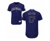 Men's Majestic Colorado Rockies #17 Todd Helton Purple Flexbase Authentic Collection MLB Jersey