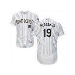 Men's Majestic Colorado Rockies #19 Charlie Blackmon White Flexbase Authentic Collection MLB Jersey