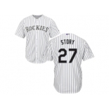 Men's Majestic Colorado Rockies #27 Trevor Story Authentic White Home Cool Base MLB Jersey