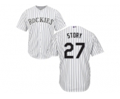 Men's Majestic Colorado Rockies #27 Trevor Story Authentic White Home Cool Base MLB Jersey