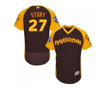 Men's Majestic Colorado Rockies #27 Trevor Story Brown 2016 All-Star National League BP Authentic Collection Flex Base MLB Jersey