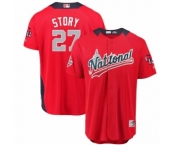 Men's Majestic Colorado Rockies #27 Trevor Story Game Red National League 2018 MLB All-Star MLB Jersey