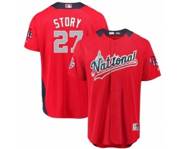 Men's Majestic Colorado Rockies #27 Trevor Story Game Red National League 2018 MLB All-Star MLB Jersey