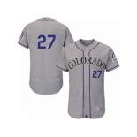 Men's Majestic Colorado Rockies #27 Trevor Story Grey Flexbase Authentic Collection MLB Jersey